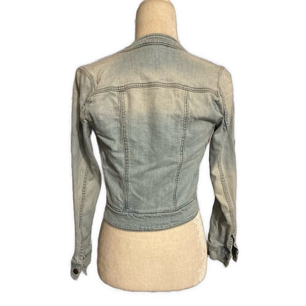 rubbish Denim jean jacket Fitted light blue Crop moto Biker Xs - Picture 2 of 4